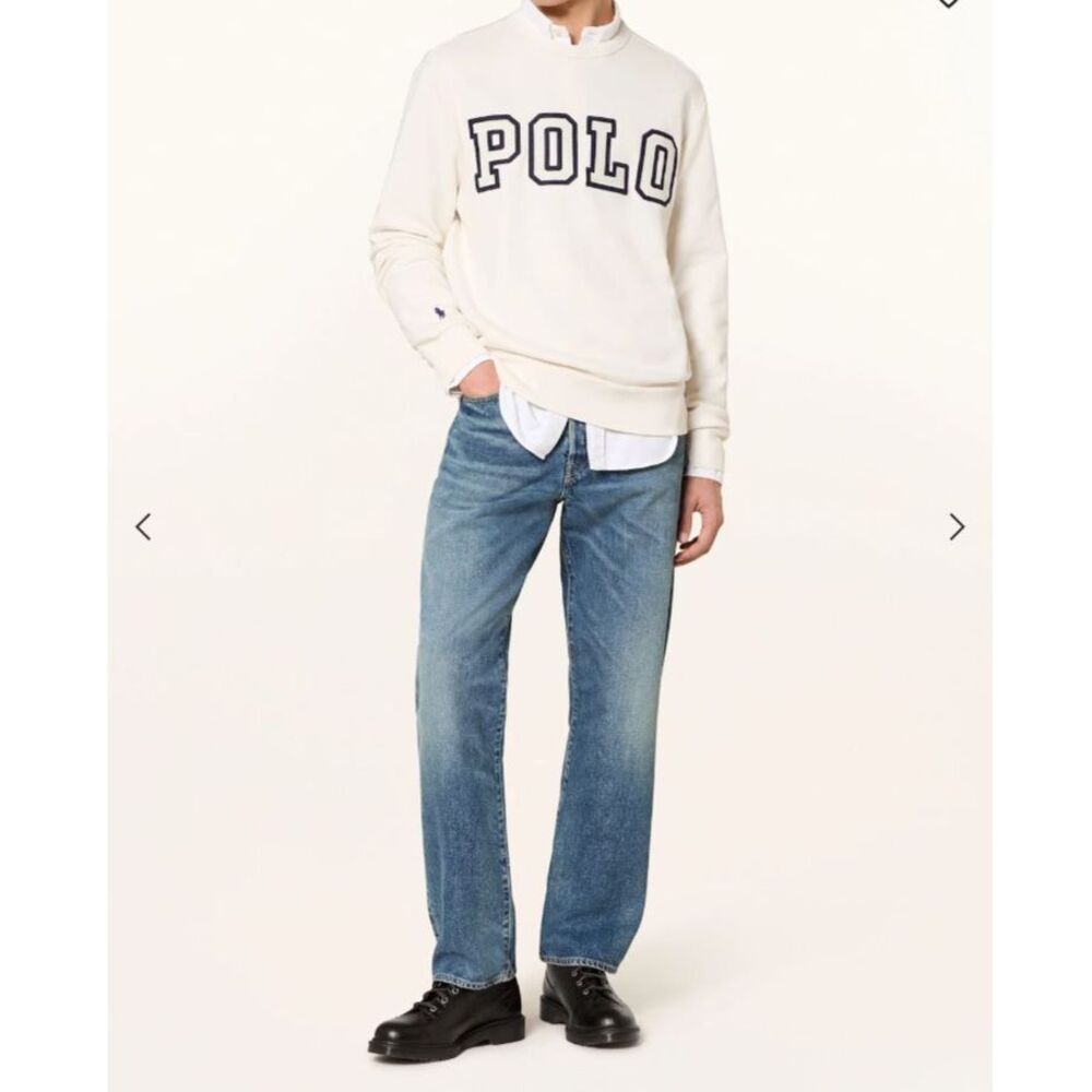 NWOT Polo Ralph Lauren Mens XS White POLO Spellout Crewneck Fleece Sweatshirt